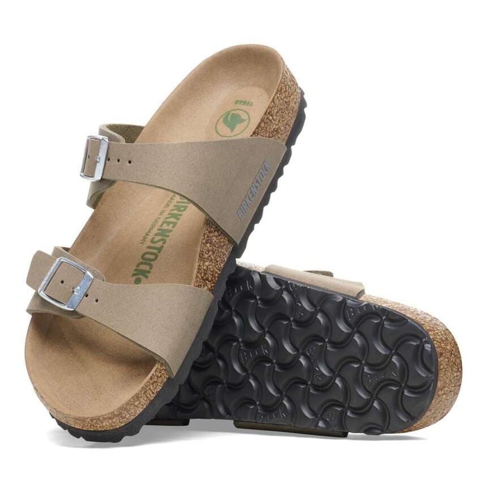 Birkenstock Women's Taupe Double-Strap Sandals with Silver Buckles